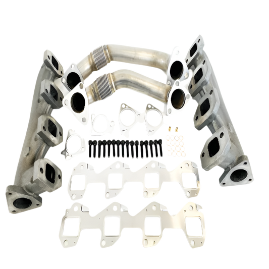 EXHAUST MANIFOLD KIT W/ UP PIPES (2001-2016 DURAMAX 6.6L LB7/LLY/LBZ/LMM/LML)